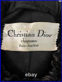 Ladies Vintage Christian Dior Chapeaux Beret Hat Cap Black Velvet 60s