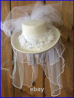 Ladies Western Felt Wedding Hat With Removable Veil