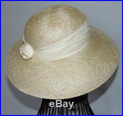 Laura Ashley Vintage Natural-Cream Natural Straw Silk Wrap Summer Hat, One Size