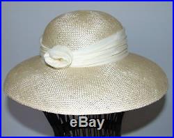 Laura Ashley Vintage Natural-Cream Natural Straw Silk Wrap Summer Hat, One Size