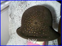 Lilliput of Toronto Brown with Gold Rhinestones 1920s Style Cloche