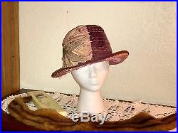 Lot 2 Silk Antique Cloche Hats Needs TLC Antique Millinery Peach Purple
