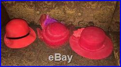Lot 20 Vintage Ladies Hat Wool Felt Fur Desgnr Incl 1 Jack McConnell Red Feather