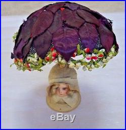 Lot 5 FALL COLORS Ladies Hats, Flowers & Berries, 2 w VELVET LEAVES / FRUIT