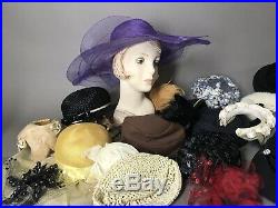 Lot Of 35 Vintage 1920s 1950s 60s Ladies Hats Net Millinery MORE