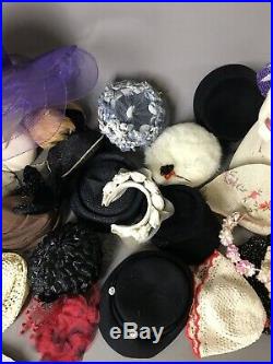 Lot Of 35 Vintage 1920s 1950s 60s Ladies Hats Net Millinery MORE