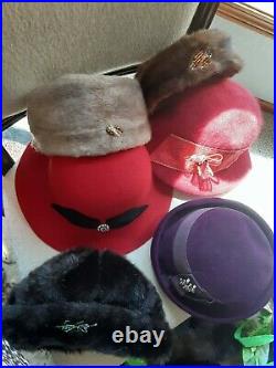 Lot Of 38 Vintage Hats 1950's-60's Stylish WOMANS Winter fall hat LOT