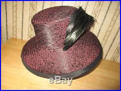 Lot of 2 women VINTAGE WHITTALL & SHON derby/church FEATHER HAT & PURSE gorgeous