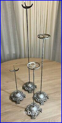 Lot of 4 Antique Victorian Cast Iron Hat Stand Holder Millinery Display Fashion