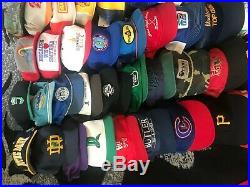 Lot of 67 Vintage Trucker and Snapback hats MLB, College, fishing, et