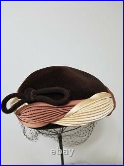 Lot of 7 Vintage 1940s / 1950s Women's Hats Feathers Flowers Velvet net hat pins