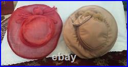 Lot of 8 Hats Vintage Womens Hat Theater Props Church Costume Netting Bows USA