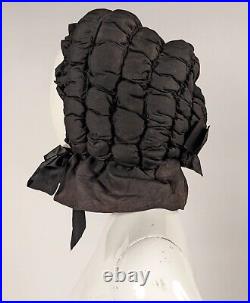 MID 19th Century Stuffed Silk Pumpkin Hood Bonnet