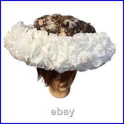 MYSHA, Designed by B. Michael, Vintage Feathers Bucket Hat with flower Petals