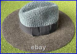 Maison Michel Bettina Wool Woven Hat Variegated Grey w Black Grey Teal Wms