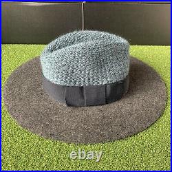 Maison Michel Bettina Wool Woven Hat Variegated Grey w Black Grey Teal Wms