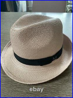 Maison Michel Rose Pink Straw Hat Black Bow Large