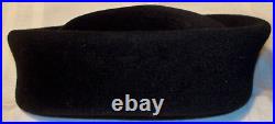 Marshall Fields womens fur hat Rabbit black 1940s vtg made in England