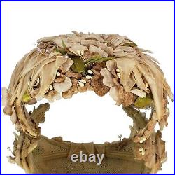 Millinery Floral Fascinator Whimsy Hat Pearl Beads 1950s Wedding Derby