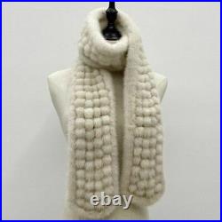 Mink Fur Ball Shawls 150cmx12cm Outdoor Warm Scarves Women Fashion Headwear 1pc