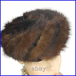 Mink Fur Juliet Hat Velvet UNION LABEL PATRICE 50s Dark Chocolate Luxe