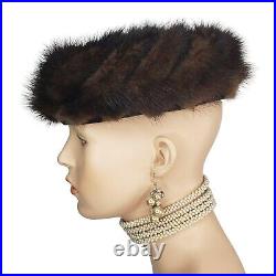 Mink Fur Juliet Hat Velvet UNION LABEL PATRICE 50s Dark Chocolate Luxe