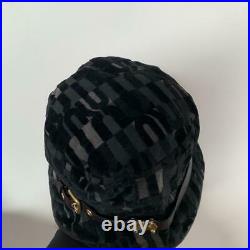 Miu Miu Prada Women's Bucket Hat Logo Black Monogram Leather Authentic Vintage