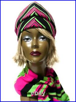 Mod Go Go Vintage 60's Lilly Dache Dachettes Hat Pink Green Black Union Made