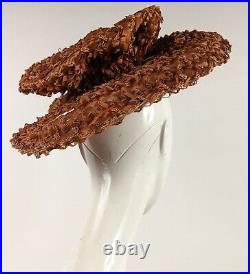 Most Whimsical Victorian Straw Hat W Rose Trimmed Under Brim