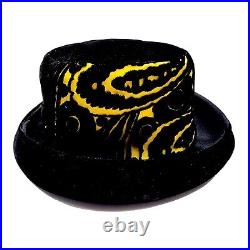 Mr. Felix Chapeaux Black Velvet Pailsey Fedora Hat 60s Gothic Pimp Daddy Costume