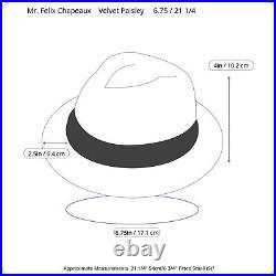 Mr. Felix Chapeaux Black Velvet Pailsey Fedora Hat 60s Gothic Pimp Daddy Costume