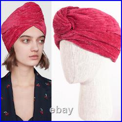 NEW $650 GUCCI Pink Fuchsia Velvet HOLLYWOOD VINTAGE Turban Knot HEADBAND HAT