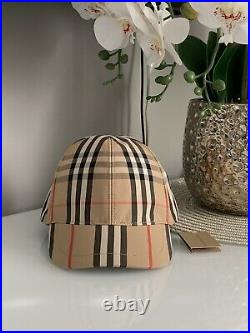 NEW BURBERRY Womens APPLIQUE VINTAGE CHECK BASEBALL CAP HAT SMALL