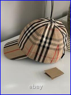 NEW BURBERRY Womens APPLIQUE VINTAGE CHECK BASEBALL CAP HAT SMALL