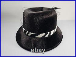 NEW-Vintage Fine Millinery By August Accessories Woman's Black Hat Bow
