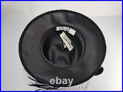 NEW-Vintage Fine Millinery By August Accessories Woman's Black Hat Bow