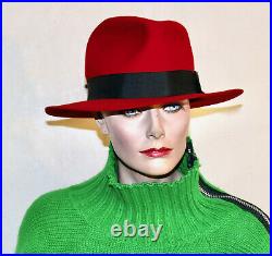 NORMA KAMALI for Stetson vintage red fedora hat