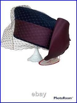 NWT! Vintage 50's Designed by SYLVIA New York St Louis Black Wool Pillbox Hat