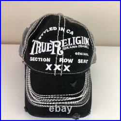 NWT Vintage True Religion XXX Embroidered Distressed Trucker Hat Cap