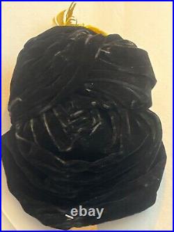 Neiman marcus black velvet turban with yellowithgreen feather 1930's original tag