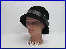 Neusteters Women's Custom Design Black Wool/Leather Fedora Hat vintage