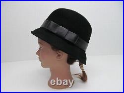 Neusteters Women's Custom Design Black Wool/Leather Fedora Hat vintage