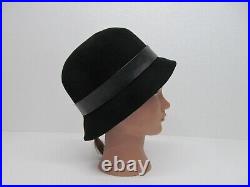 Neusteters Women's Custom Design Black Wool/Leather Fedora Hat vintage