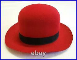 New Vintage 80s NORMA KAMALI for STETSON Red Fedora Hat NEW OLD STOCK With Tags