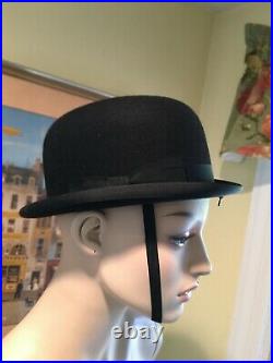 New in Box Vintage CAVANAGH Black Felt Womens Size 6-3/4 Derby Bowler Riding Hat