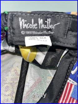 Nicole Miller Hot Shot Tennis Elastic Hat 100% Silk 1991 Vintage 90's