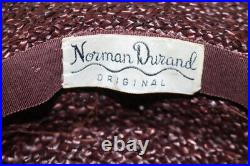 Norman Durand vintage women's straw hat with fabric band Italy