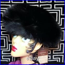 Nwt$500meier & Franknew Vintage Beautiful Genuine Black Fox Fur Hat