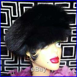 Nwt$500meier & Franknew Vintage Beautiful Genuine Black Fox Fur Hat