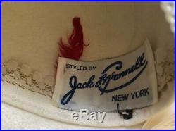ONE of A KIND 1960 Jack Mcconnell NY Vintage Cream Hat Feathers Rhinestone RED